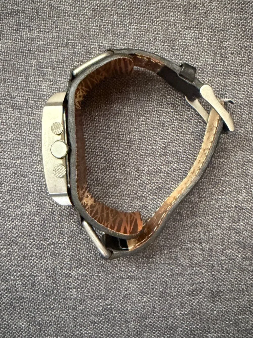 Fossil JR-1196 Black Leather Cuff Watch